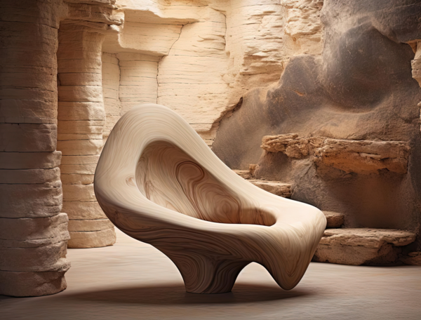 Sculpted Walnut Lounge Chair