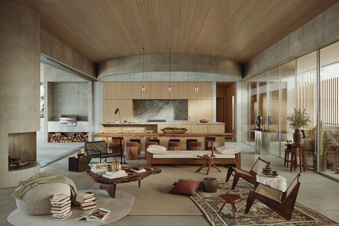 Luxury brutalist interior