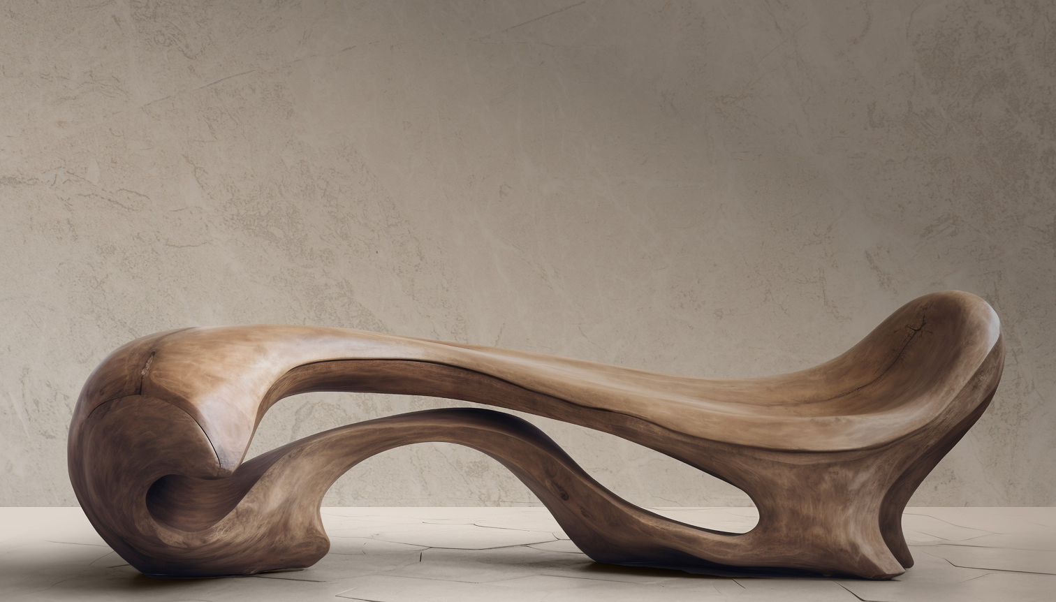 Sculptural wooden bench